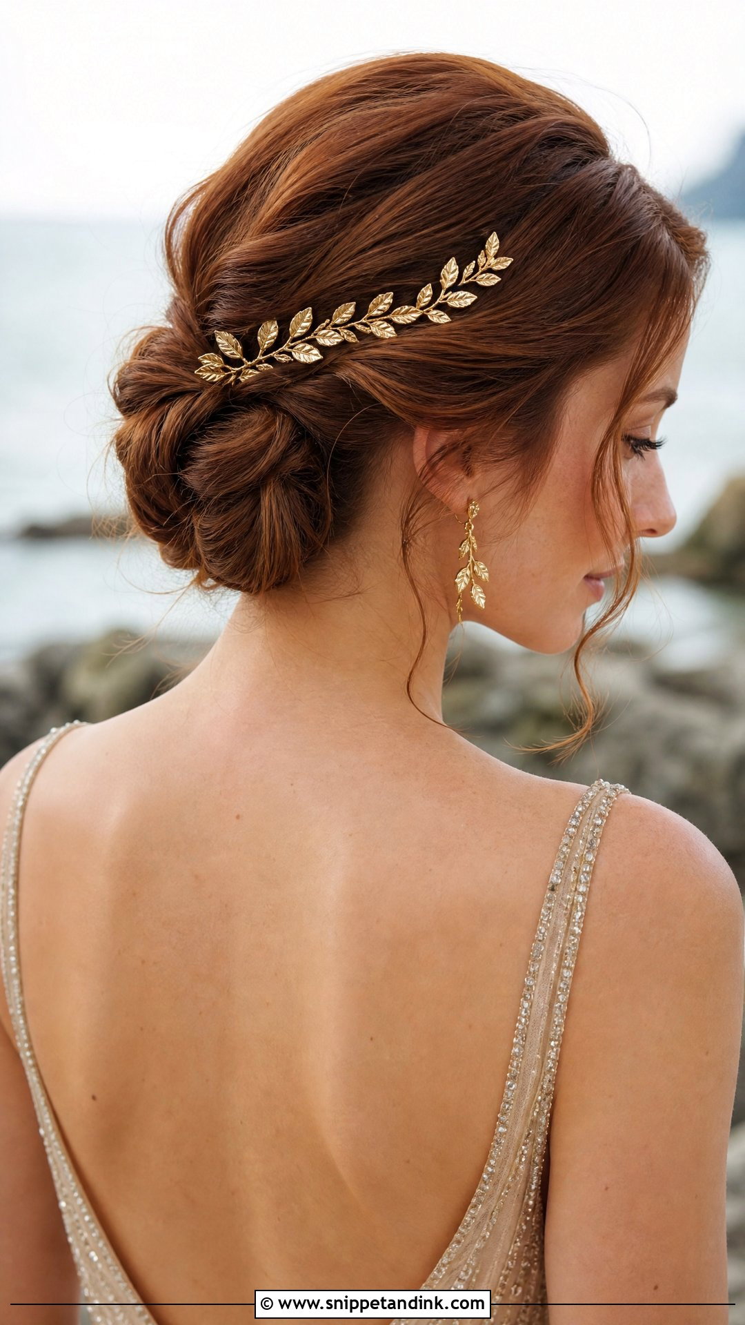 Gold Leaf Hair Piece For Beach Wedding - Snippet and Ink - 15 Beach Wedding Hair Accessories
