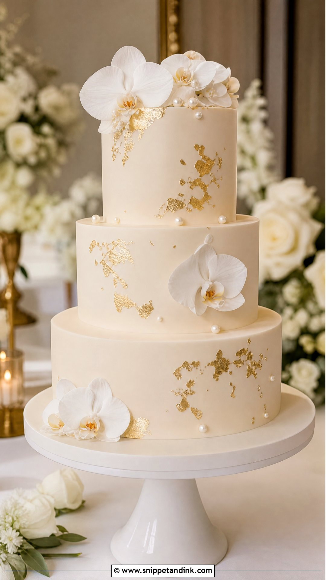Gold Leaf Wedding Cake - Snippet and Ink - 25 Classy Wedding Cakes