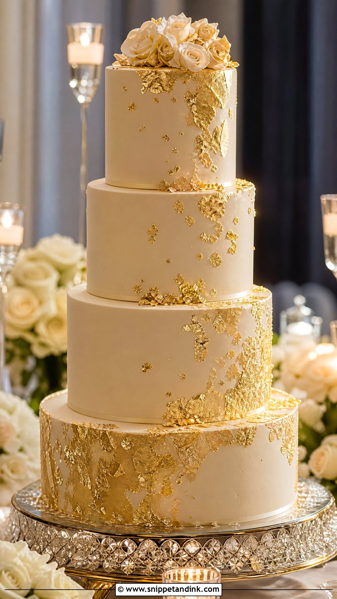 Gold Leaf Wedding Cake - Snippet and Ink - 25 Luxury Wedding Cake Ideas