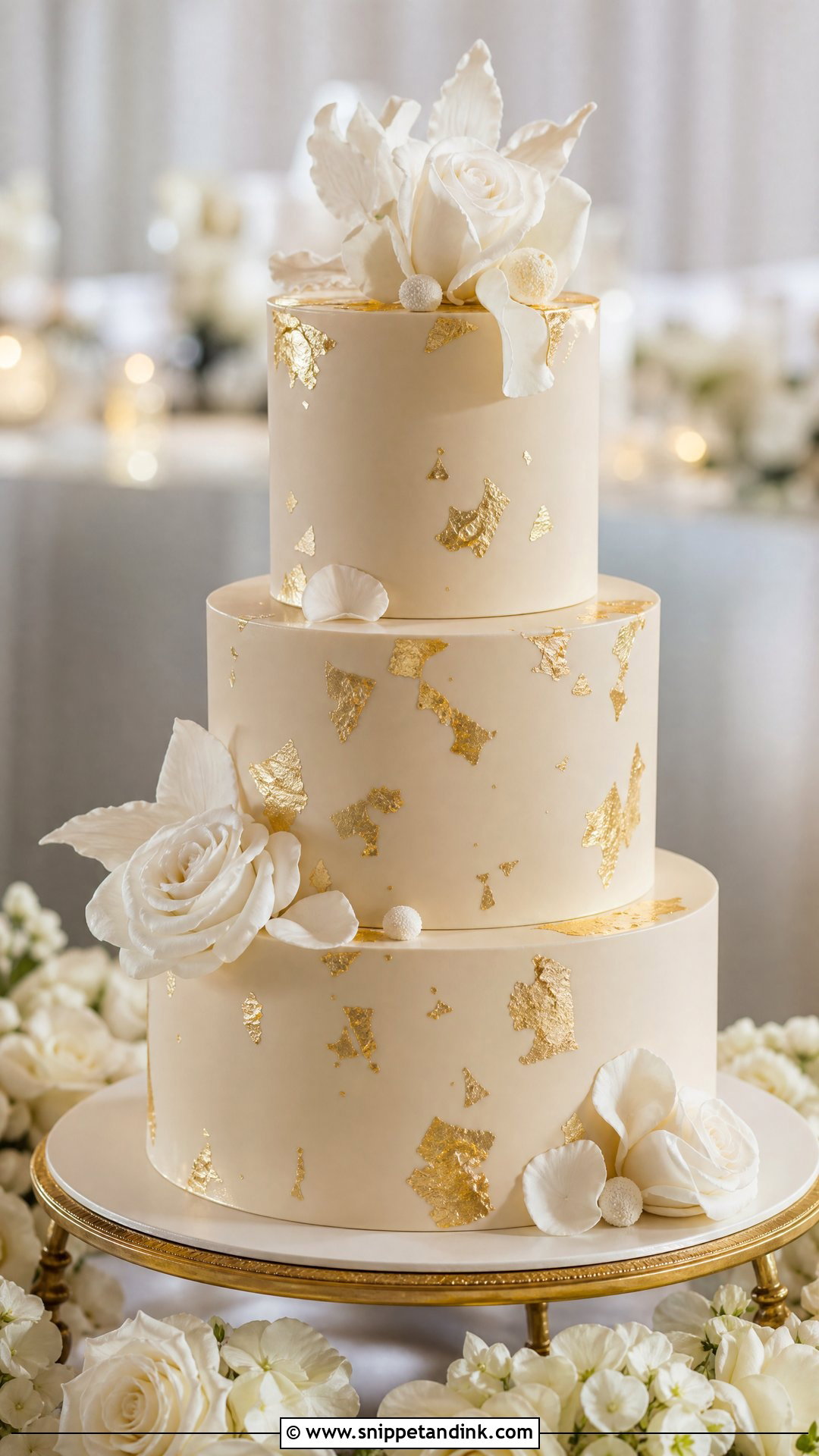 Gold Leaf Wedding Cake - Snippet and Ink - 25 Unique Wedding Cakes