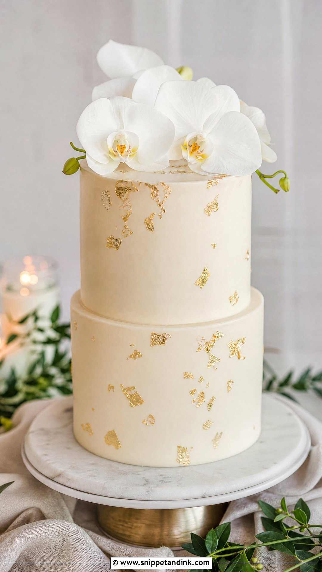 Gold Leaf Wedding Cake - Snippet and Ink - 35 Gold Cake Ideas for Wedding