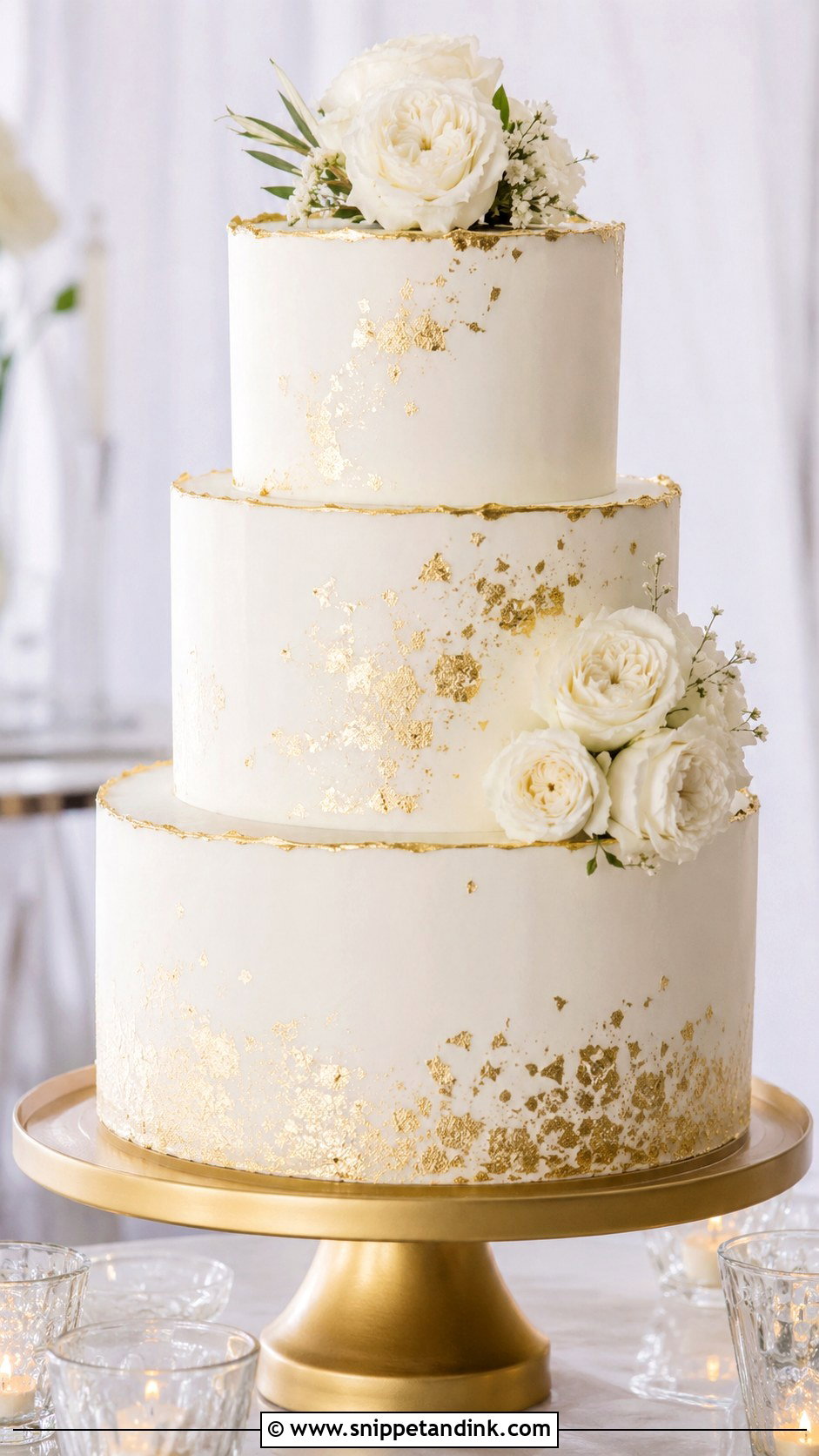 Gold Leaf Wedding Cake - Snippet and Ink - 20 Cakes with Pictures for Wedding