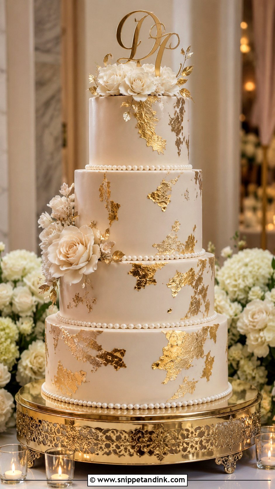 Gold Leaf Wedding Cake - Snippet and Ink - 20 Elaborate Cakes for Wedding