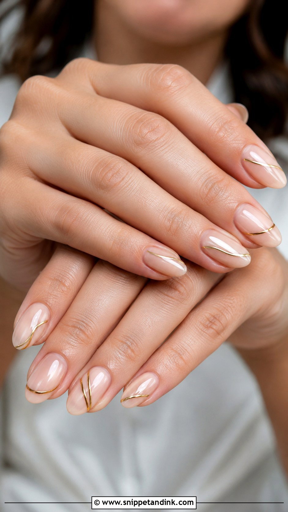 Gold Line Wedding Nails - Snippet and Ink - 20 Simple Wedding Nail Ideas