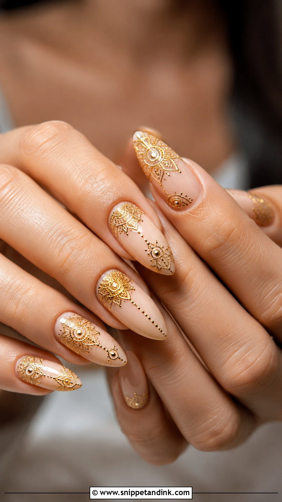 Gold Mandala Indian Bridal Nails - Snippet and Ink - 20 Indian Golden Bridal Nail Art Ideas