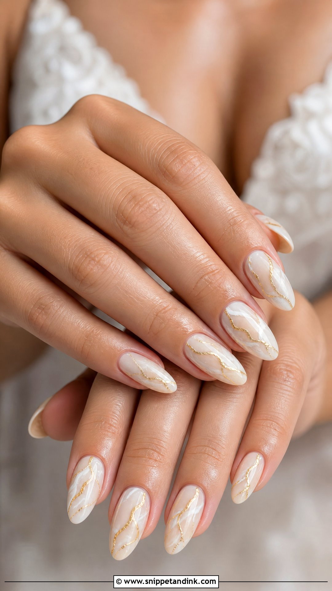 Gold Marble Bride Nails - Snippet and Ink - 25 Elegant Gold Bride Wedding Nails