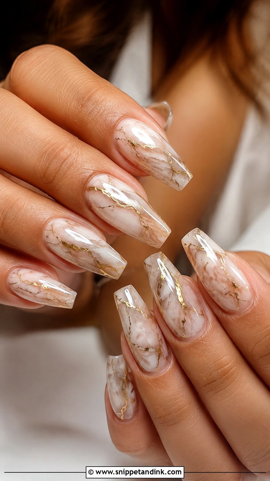 Gold Marble Indian Bridal Nails - Snippet and Ink - 20 Indian Golden Bridal Nail Art Ideas