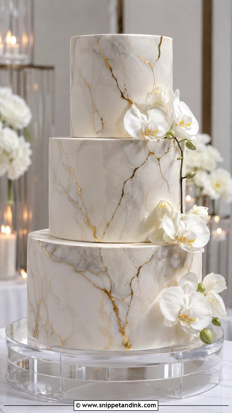 Gold Marble Wedding Cake - Snippet and Ink - 20 Golden Cake Ideas for Wedding