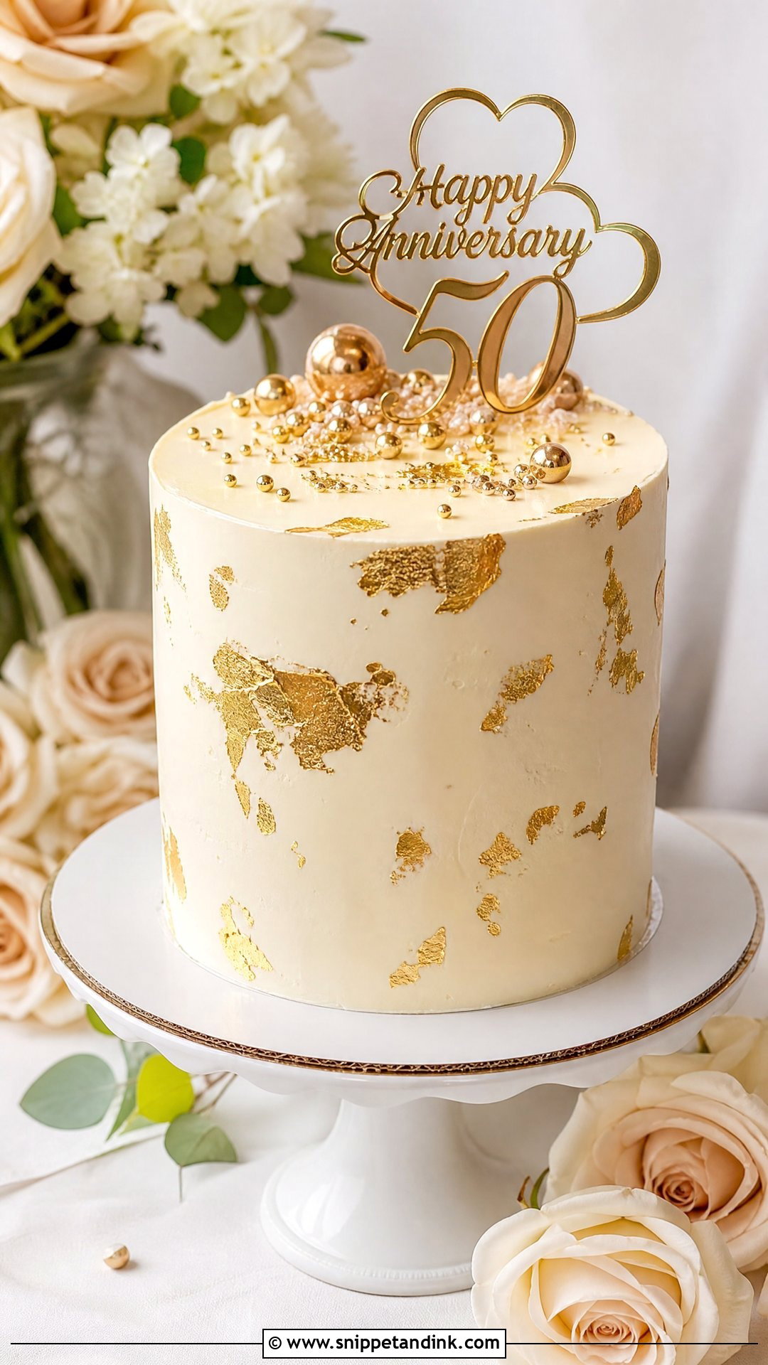 Gold Marriage Anniversary Cake - Snippet and Ink - 20 Marriage Anniversary Cakes