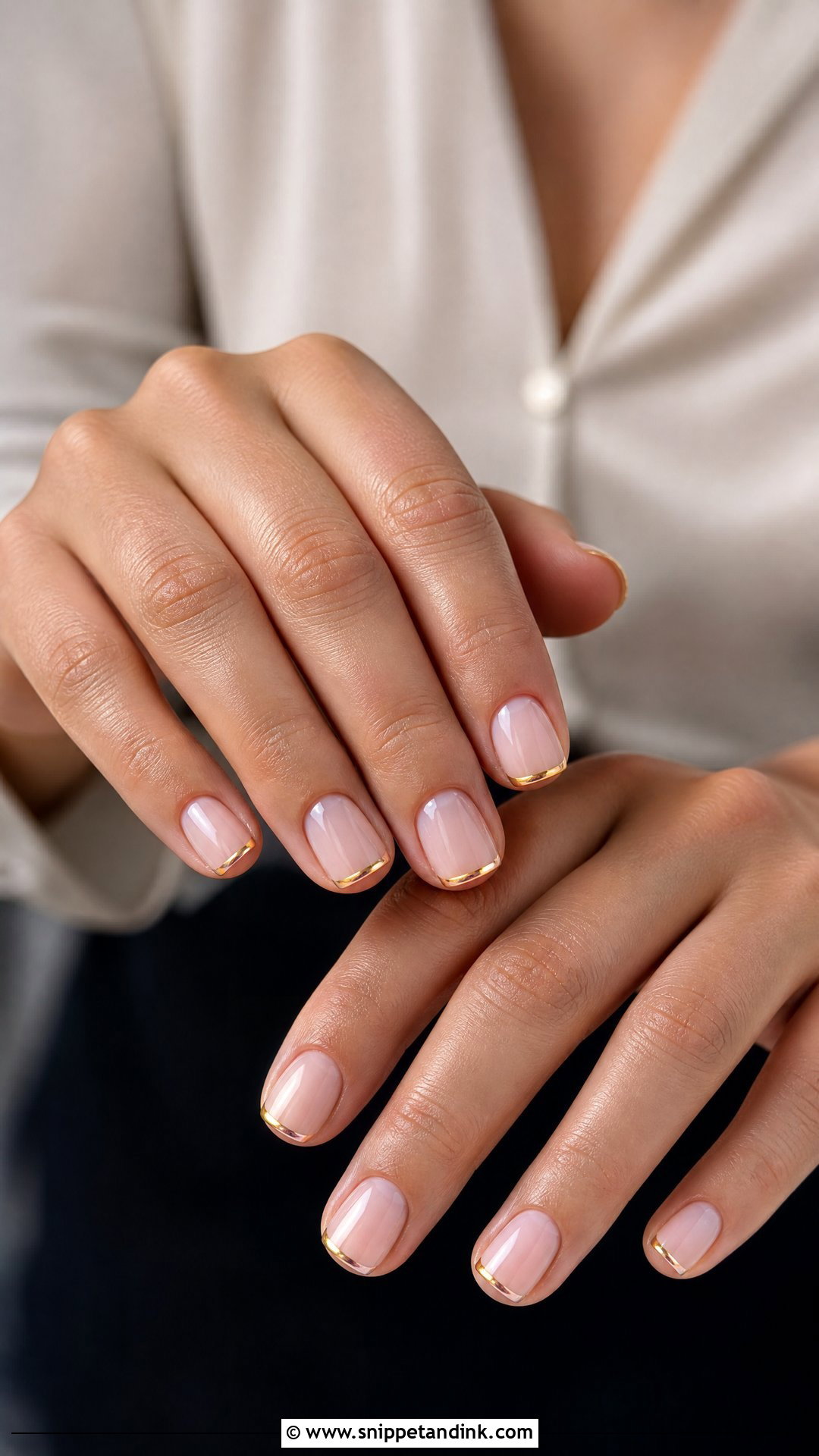 Gold Micro French Fall Wedding Guest Nails - Snippet and Ink - 25 Fall Wedding Nails for Guest
