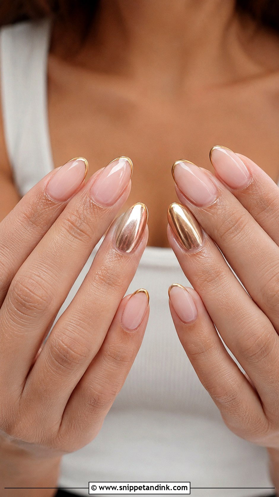Gold Micro French Nails - Snippet and Ink - 20 Summer Wedding Guest Nails