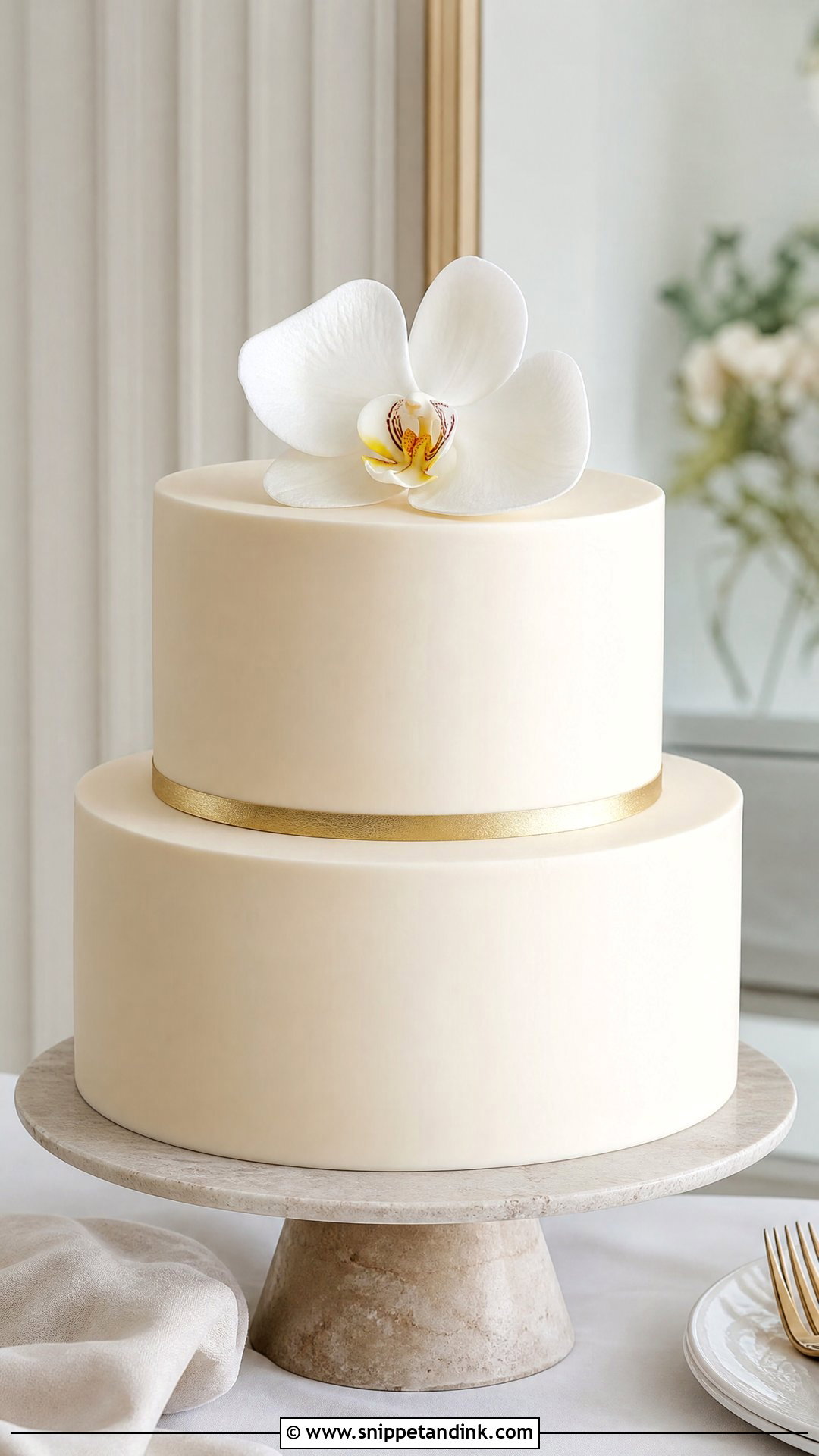 Gold Minimal Wedding Cake - Snippet and Ink - 35 Gold Cake Ideas for Wedding