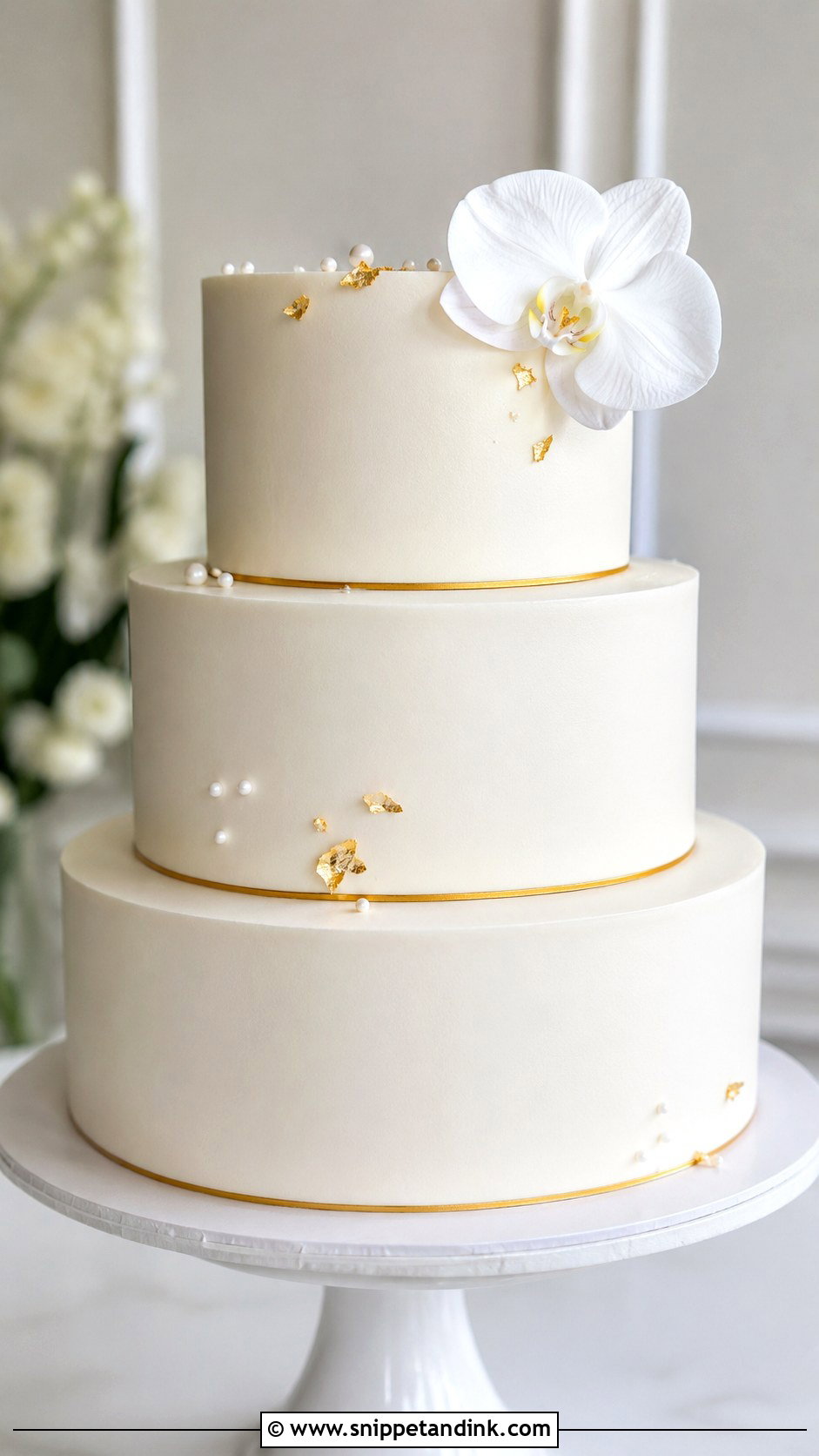 Gold Minimalist Wedding Cake - Snippet and Ink - 20 Cake Ideas with Gold for Wedding