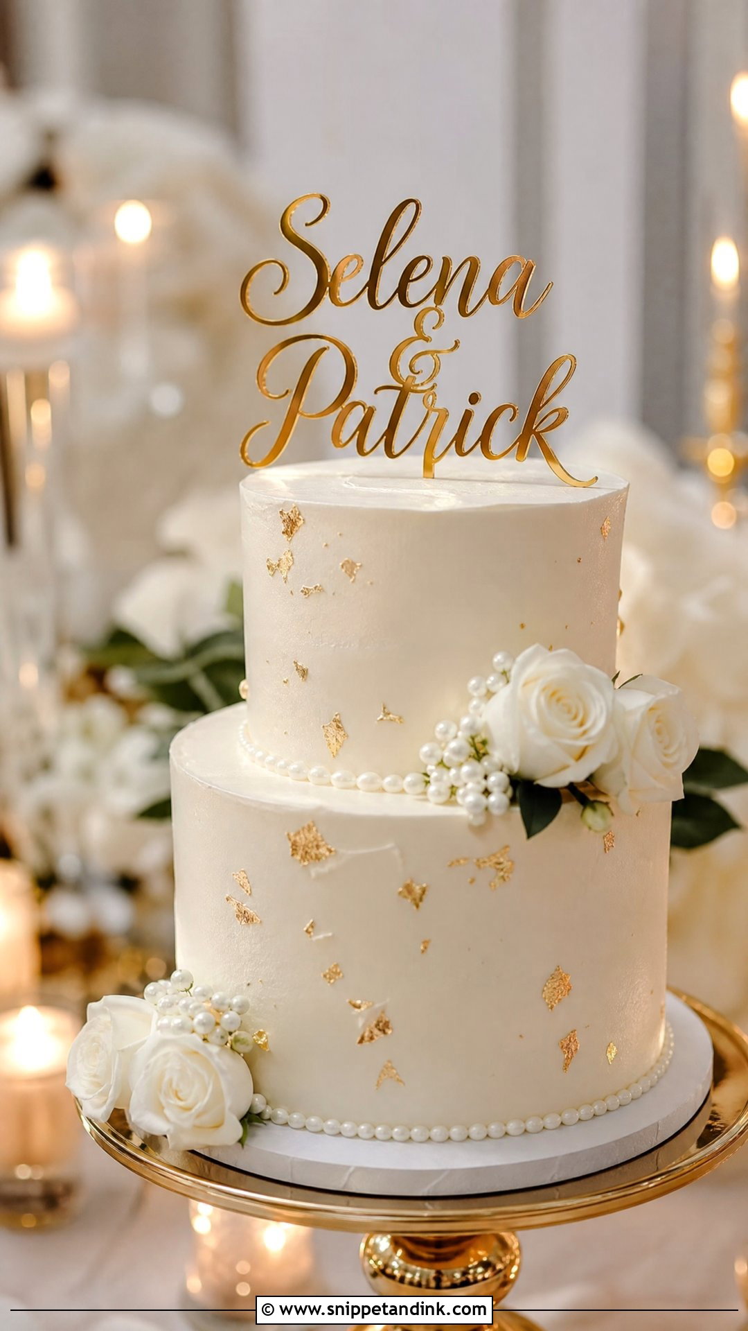 Gold Name Wedding Cake Topper - Snippet and Ink - 20 Name on Cake Ideas for Wedding