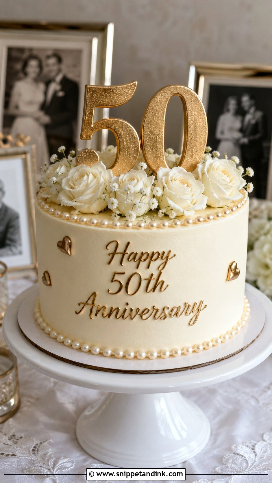 Gold Number 50 Anniversary Cake - Snippet and Ink - 20 Gold 50th Wedding Anniversary Cakes