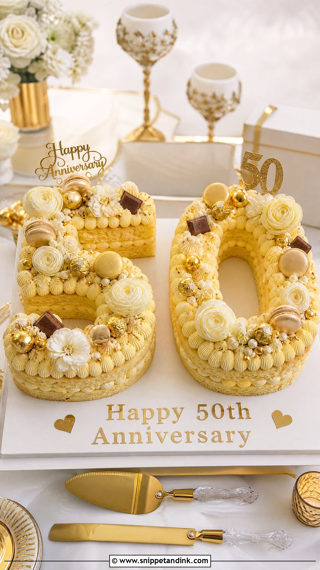 Gold Number 50 Cake - Snippet and Ink - 25 Golden Wedding Anniversary Cake Ideas
