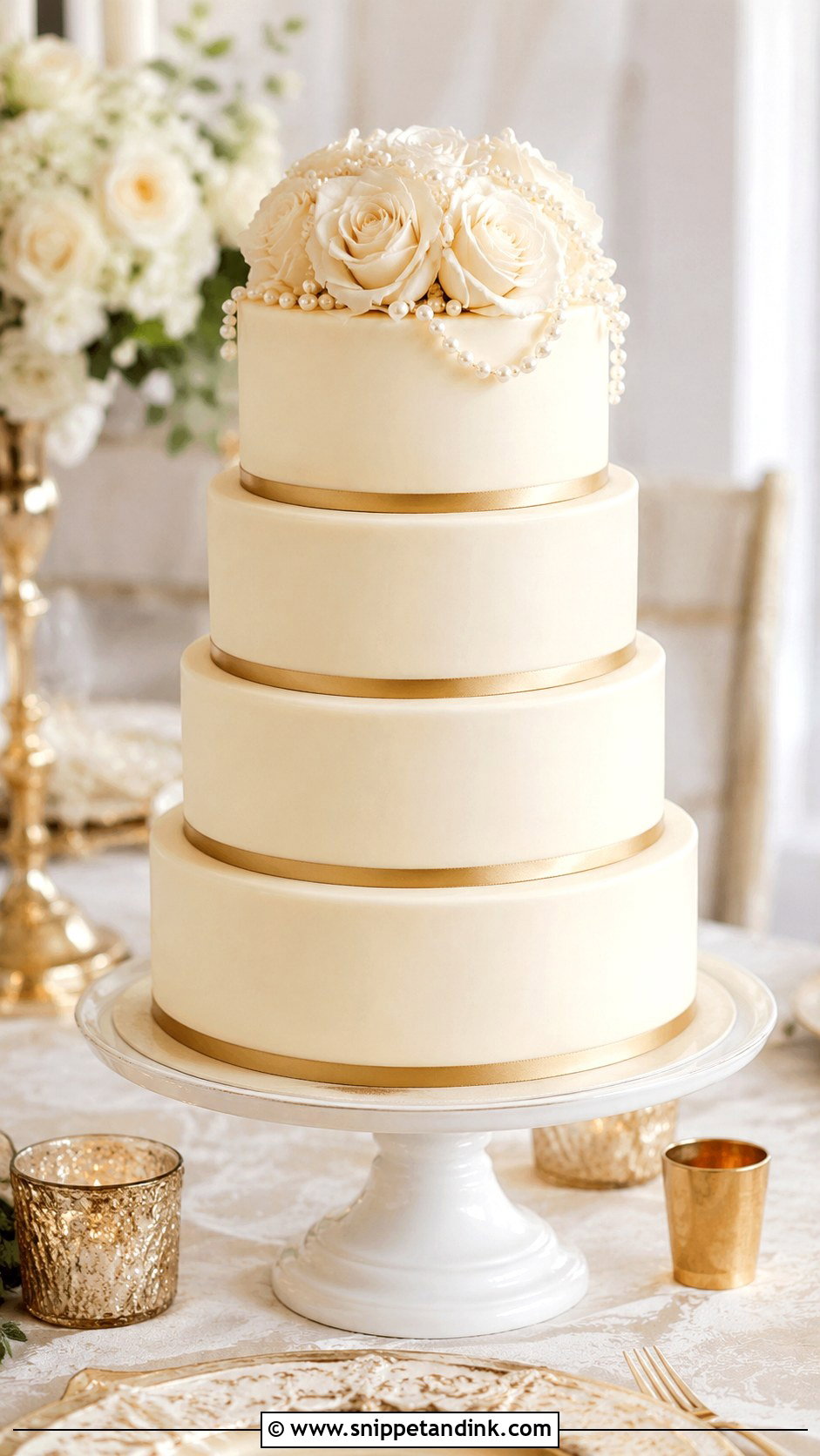 Gold Ombre 4 Tier Wedding Cake - Snippet and Ink - 25 Elegant Gold 4 Tier Wedding Cake Ideas