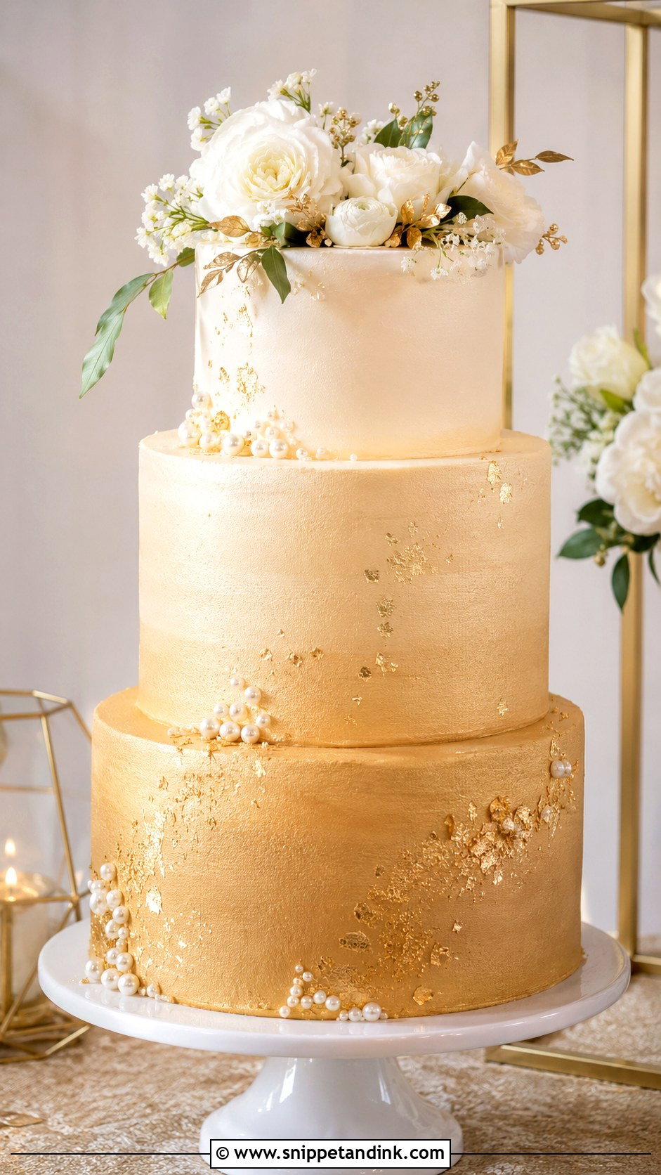 Gold Ombre Wedding Cake - Snippet and Ink - 20 Gold Themed Cake Ideas for Wedding