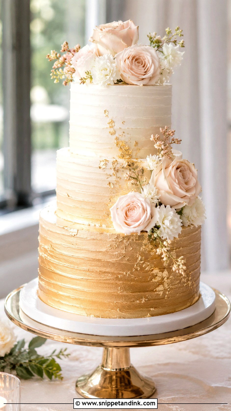 Gold Ombre Wedding Cake - Snippet and Ink - 20 Cake Ideas with Gold for Wedding