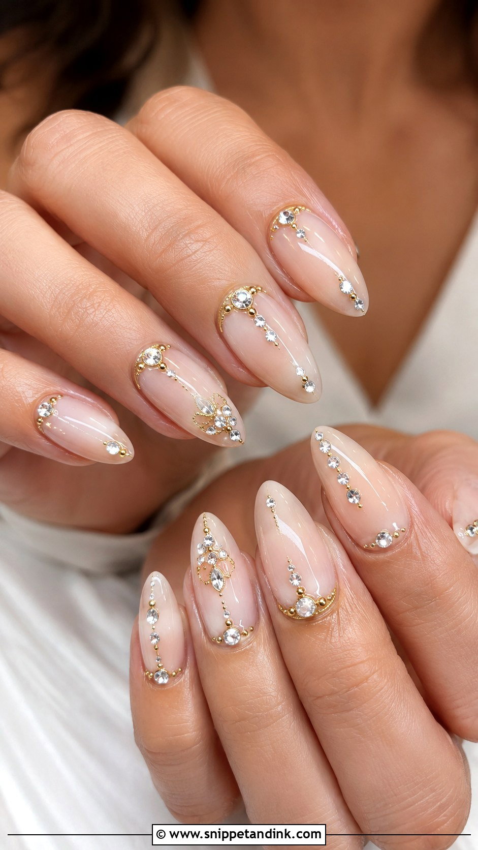 Gold Rhinestone Wedding Nails - Snippet and Ink - 20 Golden Wedding Nails