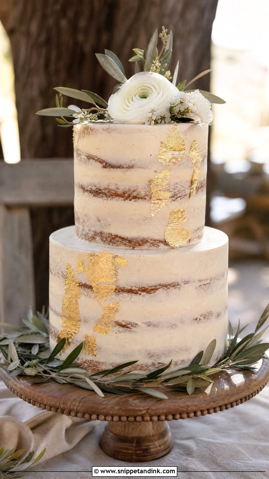 Gold Rustic Wedding Cake - Snippet and Ink - 35 Gold Cake Ideas for Wedding