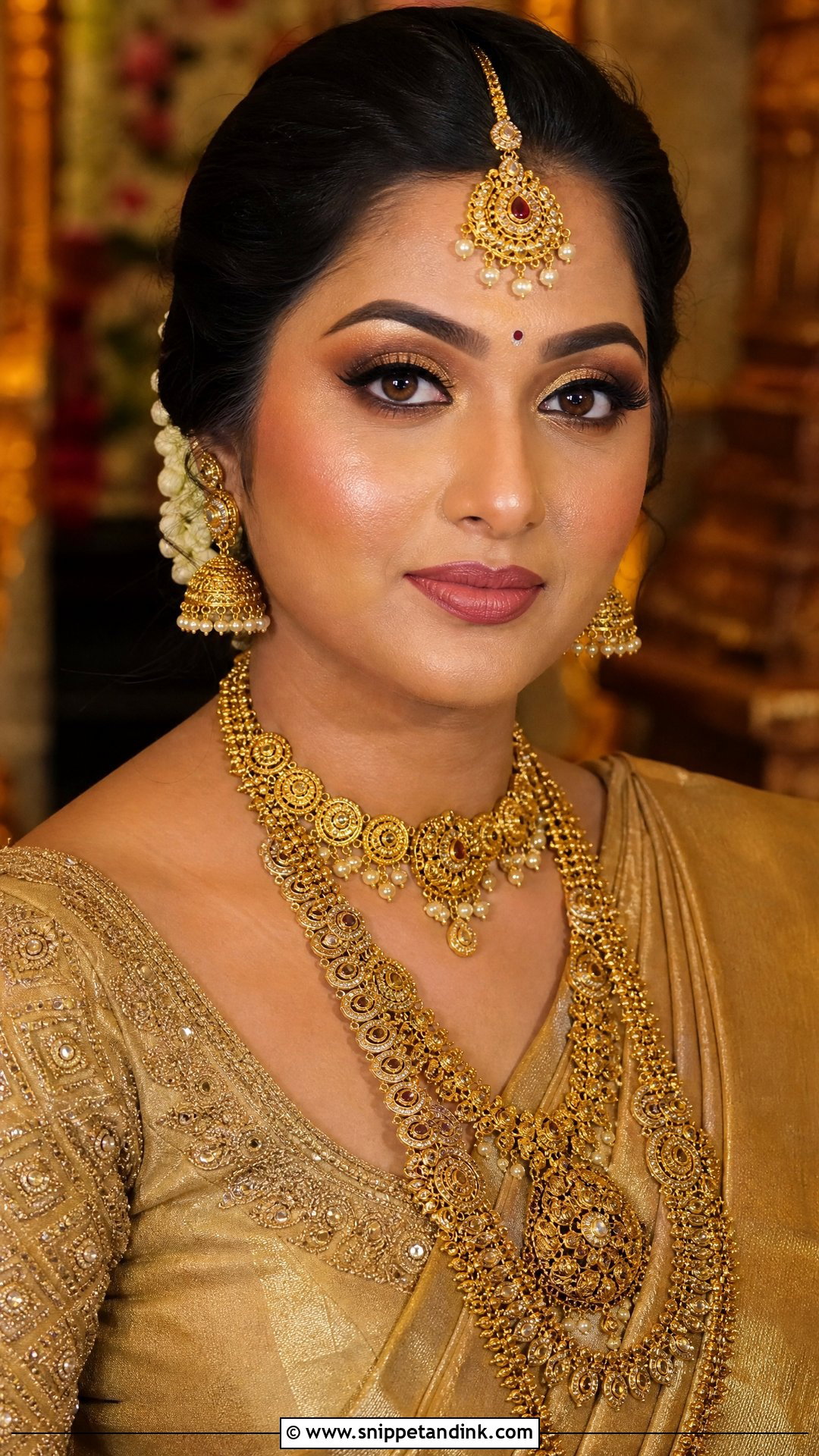Gold Saree Bridal Makeup - Snippet and Ink - 30 Indian Bridal Makeup Ideas