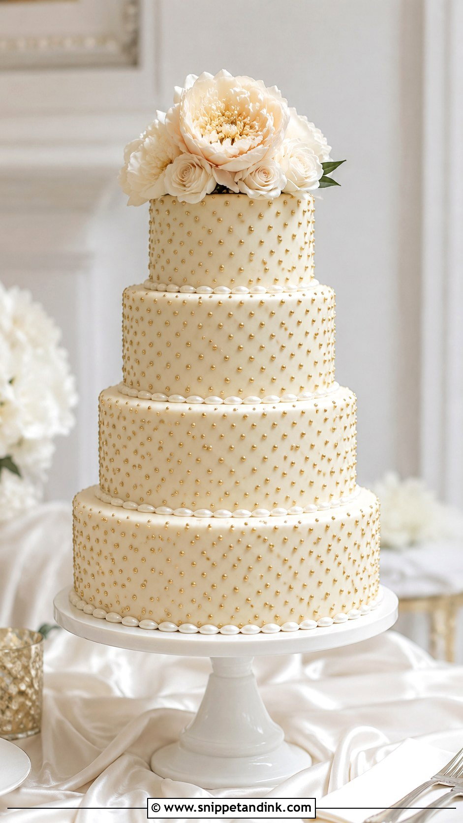 Gold Sequin 4 Tier Wedding Cake - Snippet and Ink - 25 Elegant Gold 4 Tier Wedding Cake Ideas