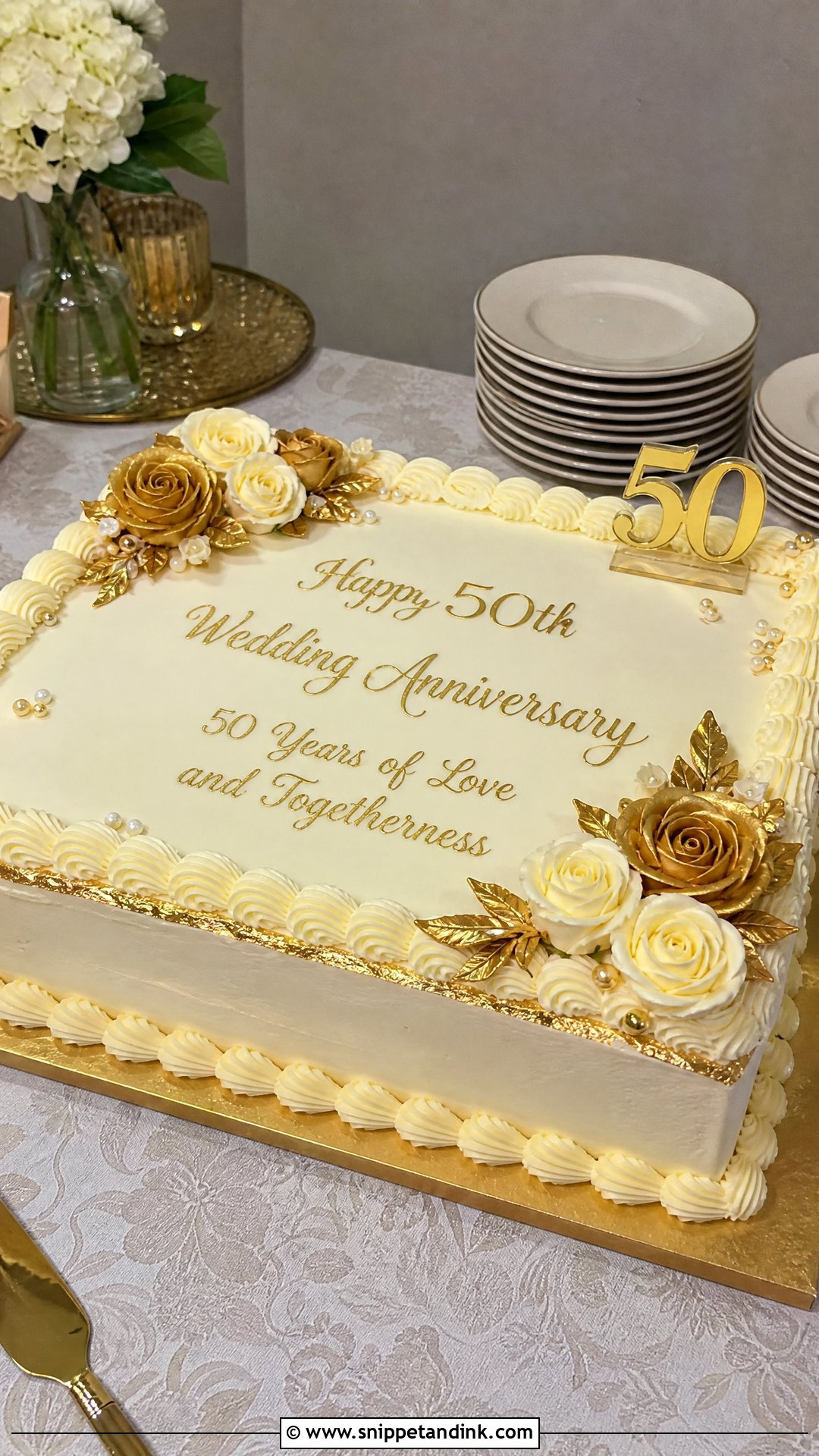 Gold Sheet Anniversary Cake - Snippet and Ink - 25 Golden Wedding Anniversary Cake Ideas