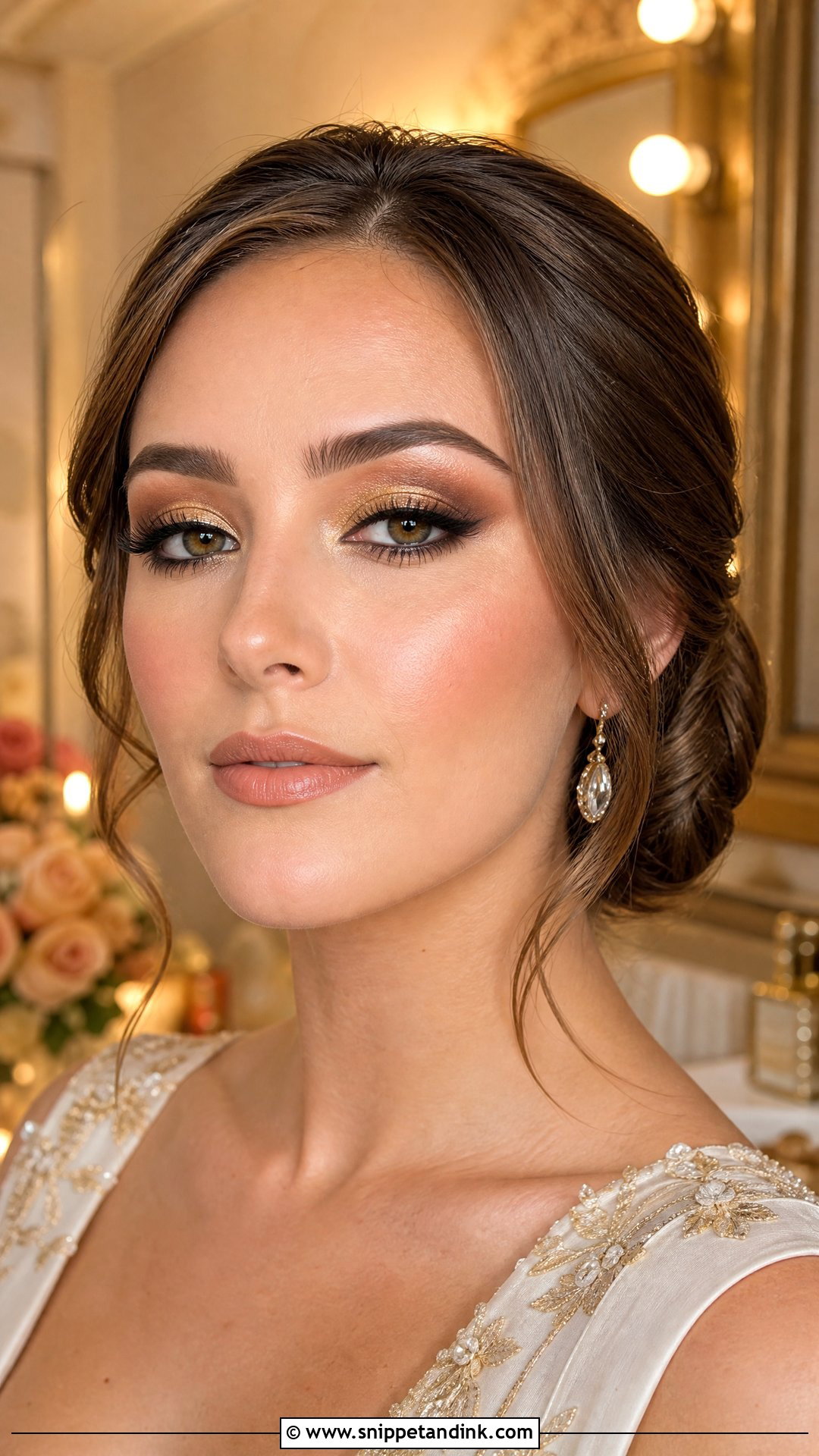 Gold Smokey Eye Wedding Makeup - Snippet and Ink - 20 Full Glam Wedding Makeup for Brown Eyes