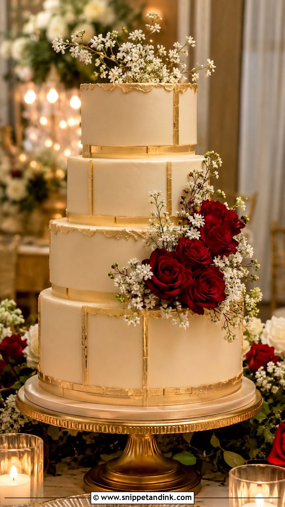 Gold Spanish Wedding Cake - Snippet and Ink - 30 Spanish Style Wedding Cake Ideas