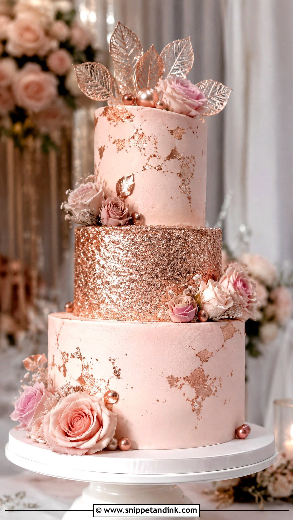Gold Sparkle Wedding Cake - Snippet and Ink - 30 Sparkle Wedding Cake Ideas