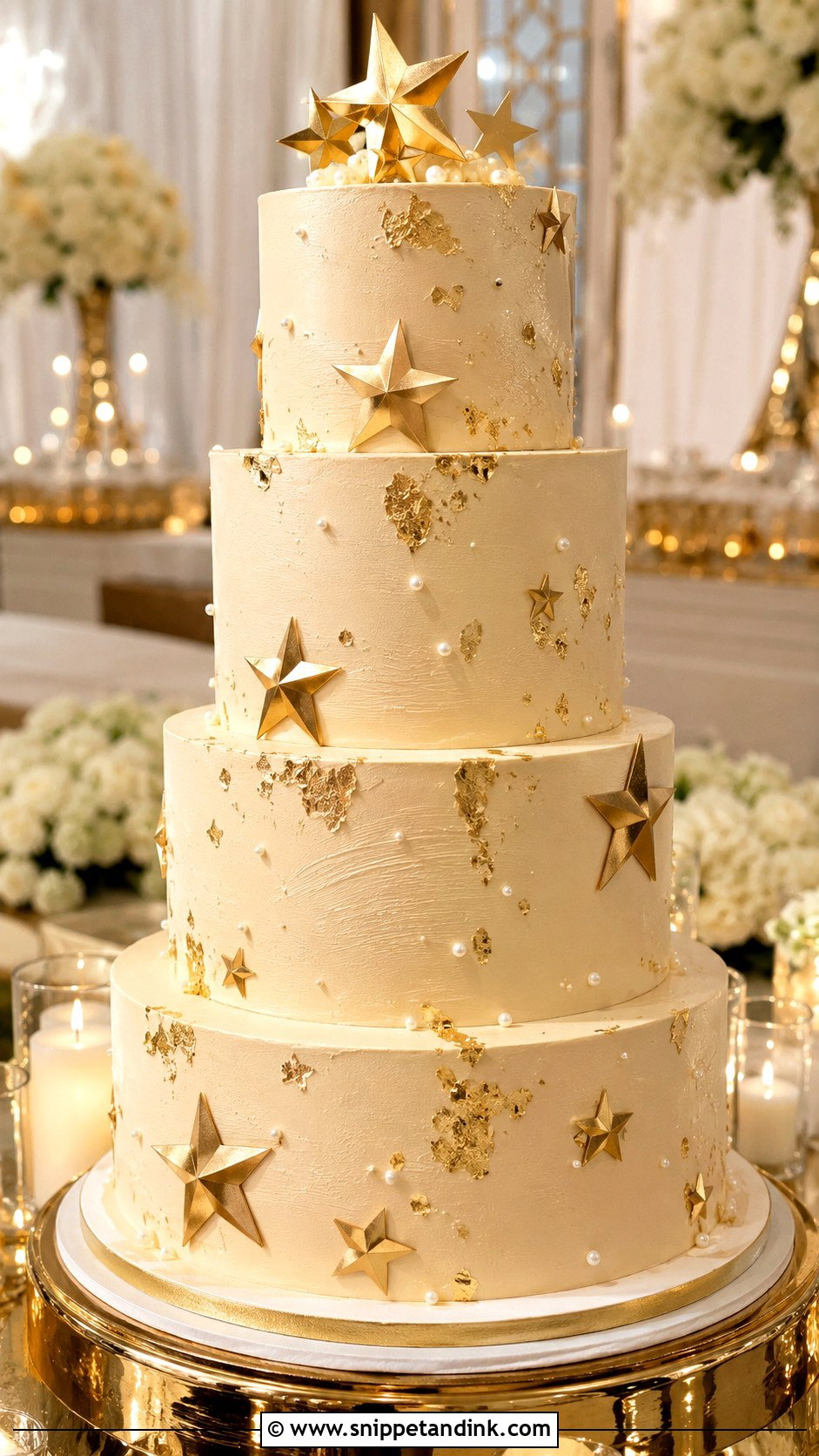Gold Star Wedding Cake - Snippet and Ink - 20 Star Wedding Cake Ideas