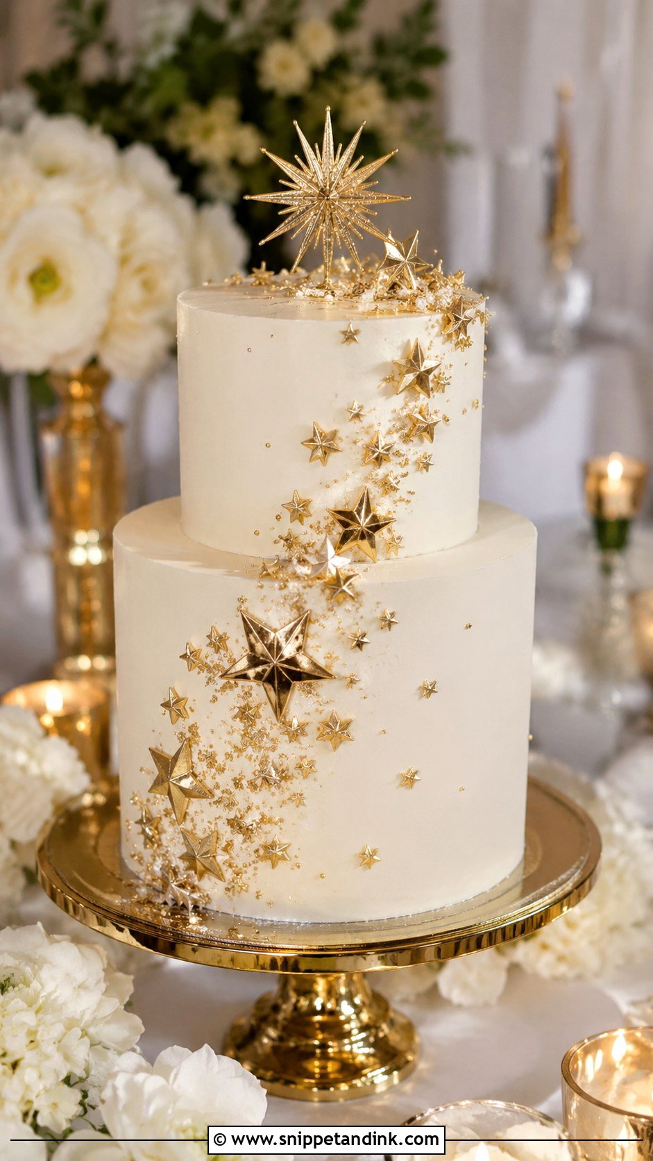 Gold Star Wedding Cake - Snippet and Ink - 20 Cosmos Cake Ideas for Wedding