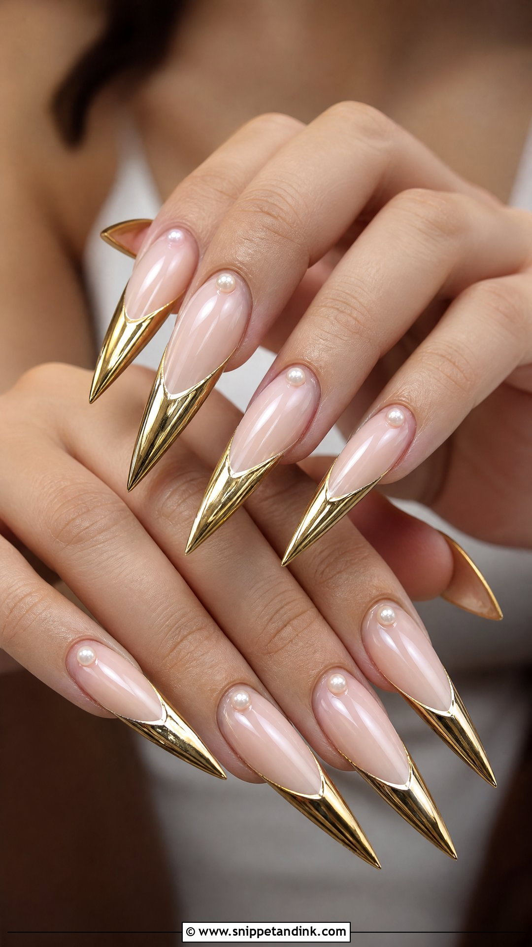 Gold Stiletto Wedding Nails - Snippet and Ink - 25 Gold Wedding Nails