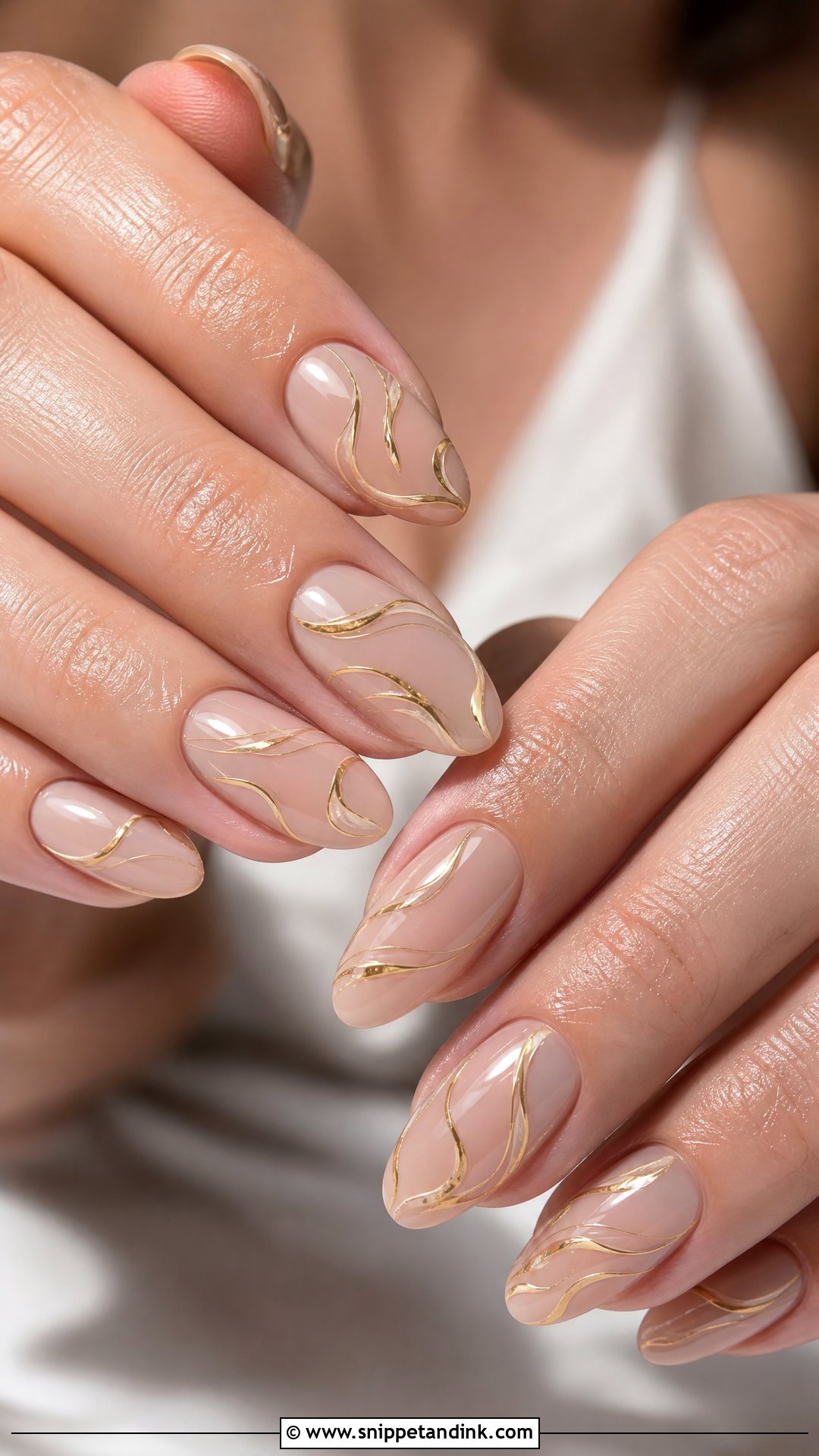 Gold Swirl Bride Nails - Snippet and Ink - 25 Elegant Gold Bride Wedding Nails