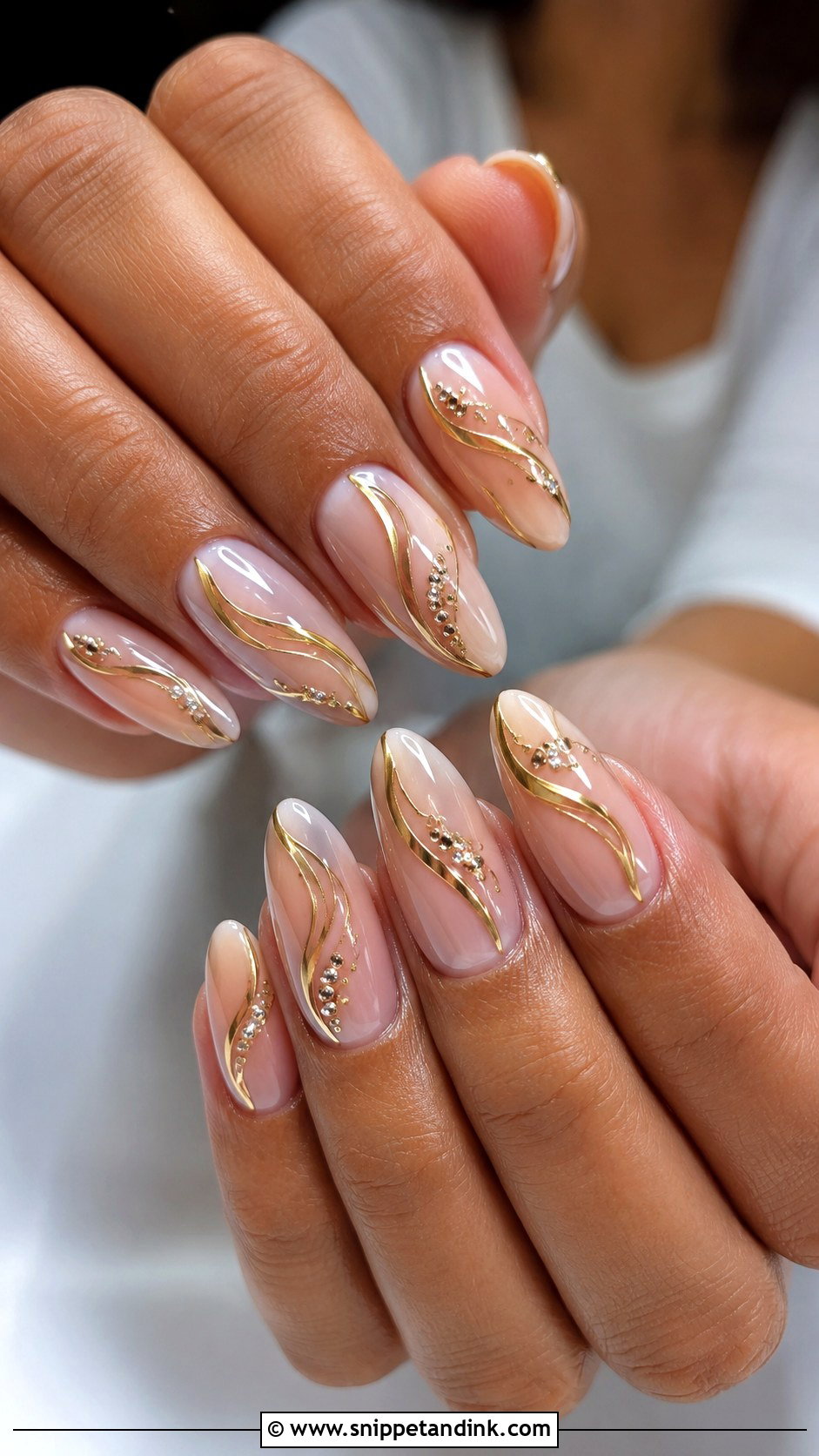 Gold Swirl Indian Bridal Nails - Snippet and Ink - 20 Indian Golden Bridal Nail Art Ideas