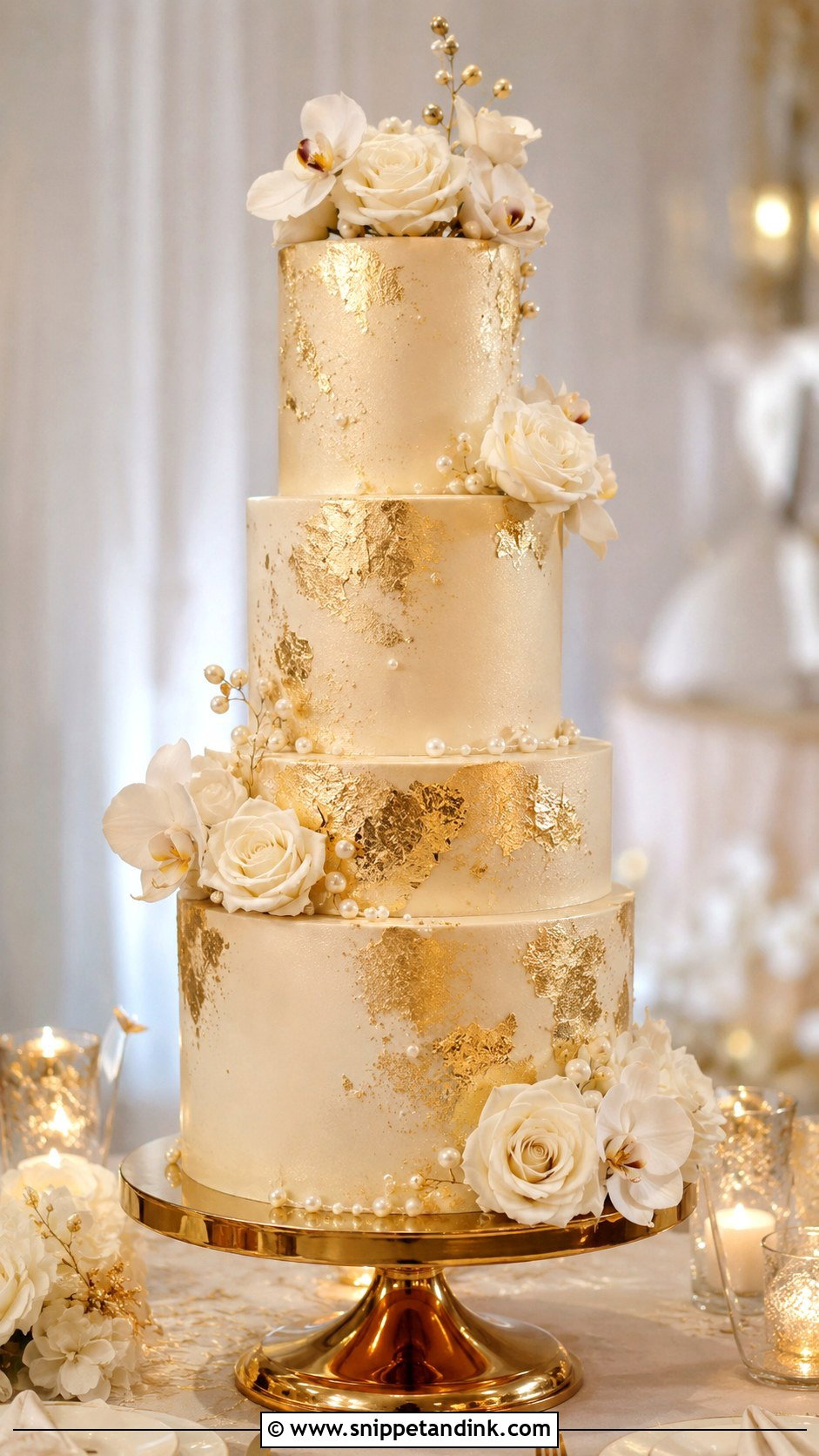 Gold Tiered Wedding Cake - Snippet and Ink - 30 Tiered Wedding Cakes