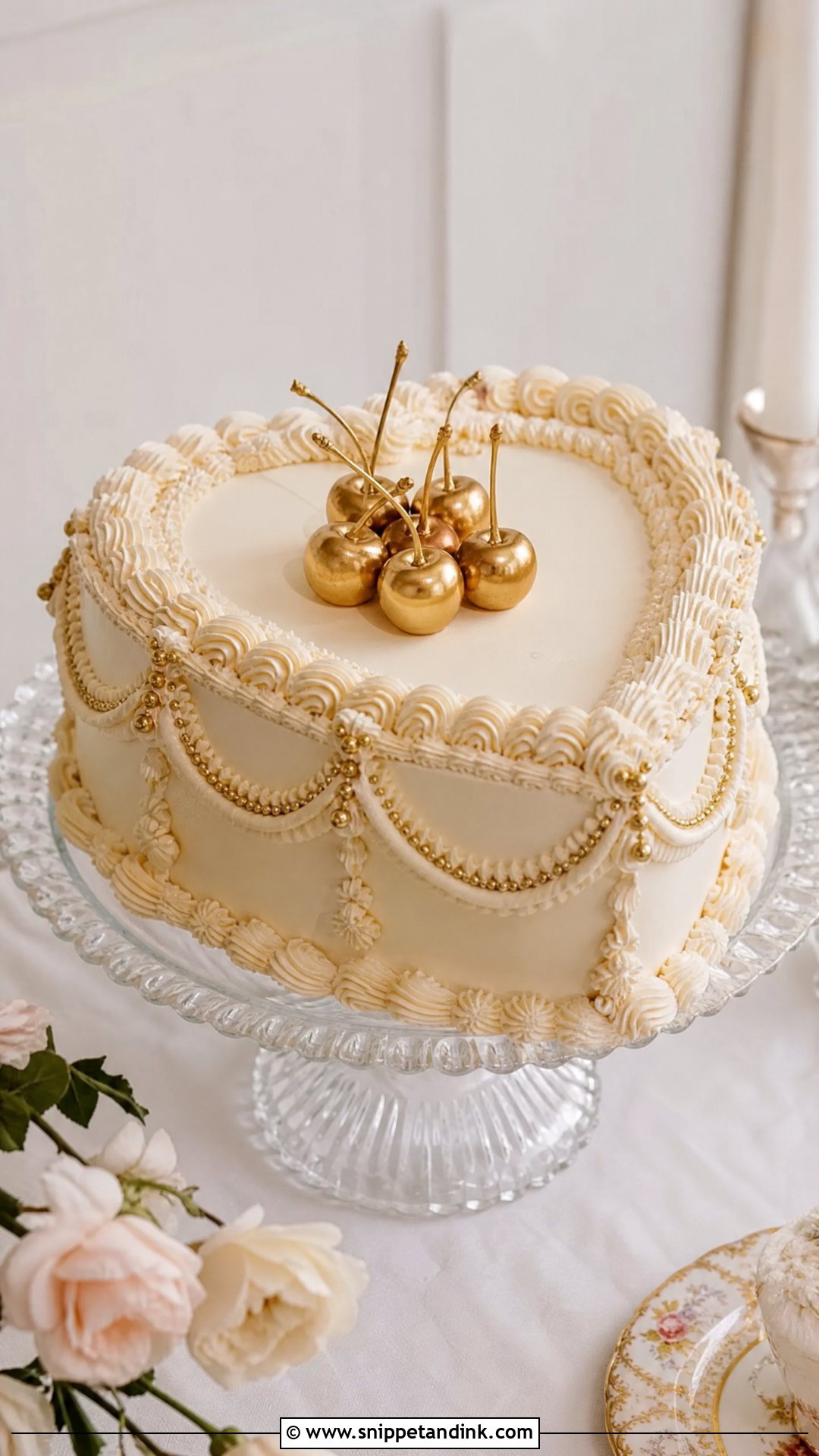 Gold Vintage Wedding Cake - Snippet and Ink - 35 Gold Cake Ideas for Wedding