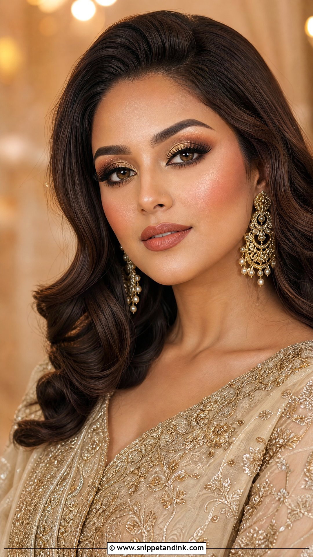 Gold Walima Bridal Makeup - Snippet and Ink - 20 Pakistani Bridal Walima Makeup Look Ideas