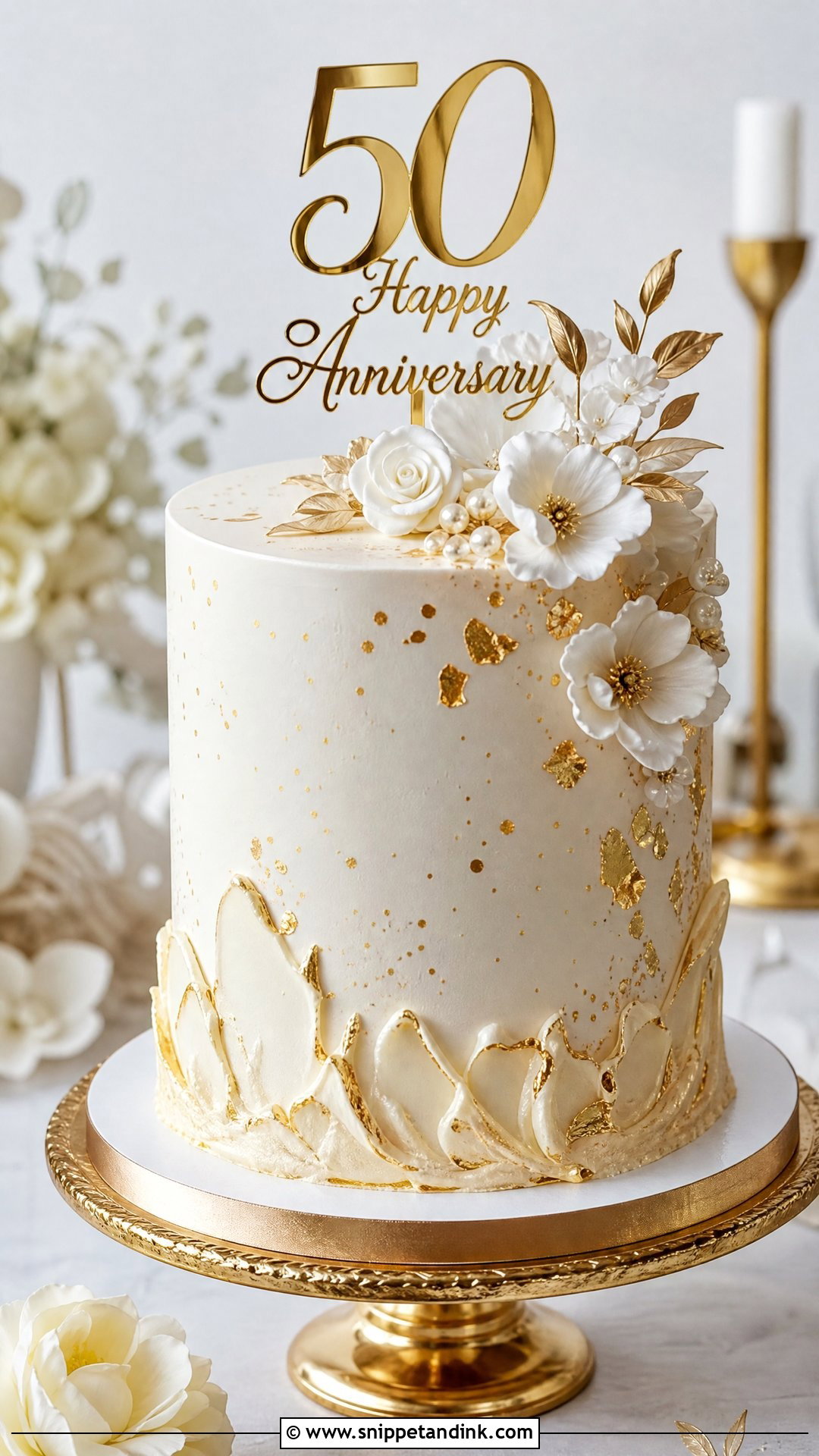 Gold Wedding Anniversary Cake - Snippet and Ink - 20 Wedding Anniversary Cake Ideas