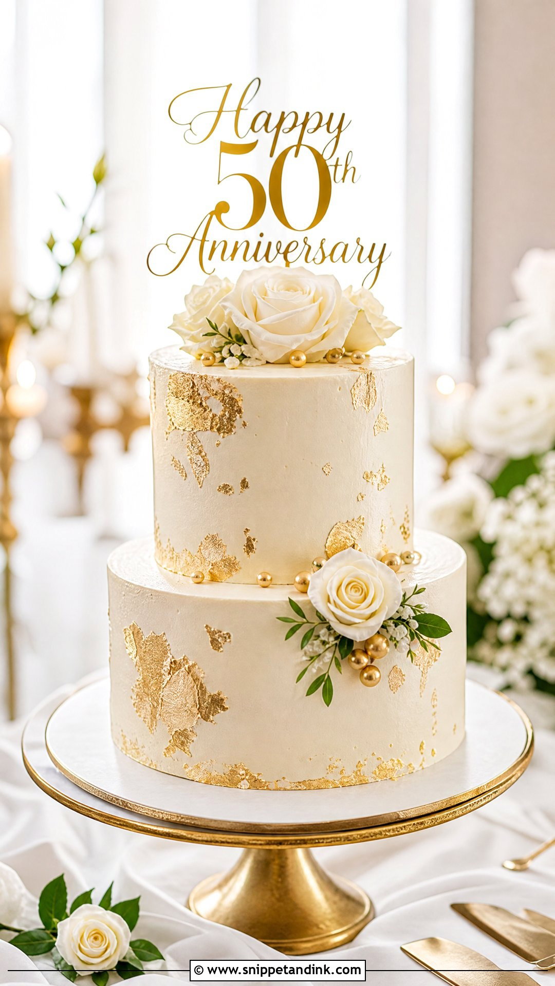 Gold Wedding Anniversary Cake - Snippet and Ink - 30 Wedding Anniversary Cakes