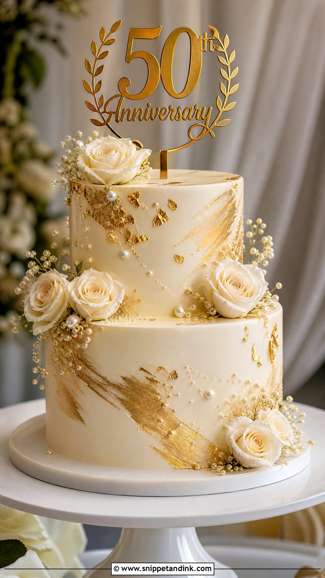 Gold Wedding Anniversary Cake - Snippet and Ink - 35 Wedding Anniversary Cake Ideas