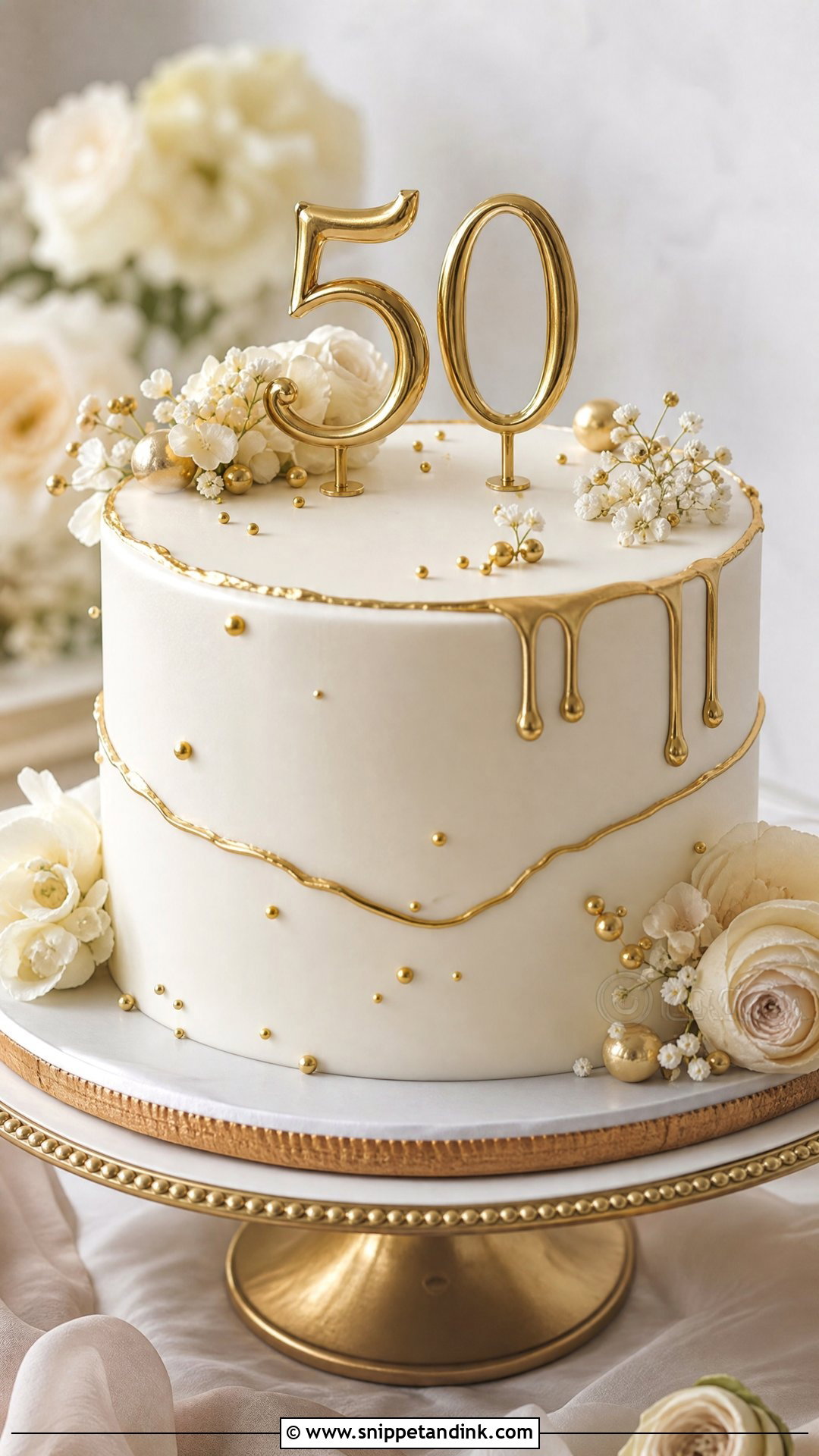 Gold Wedding Anniversary Cake - Snippet and Ink - 20 Simple Wedding Anniversary Cake Design Ideas
