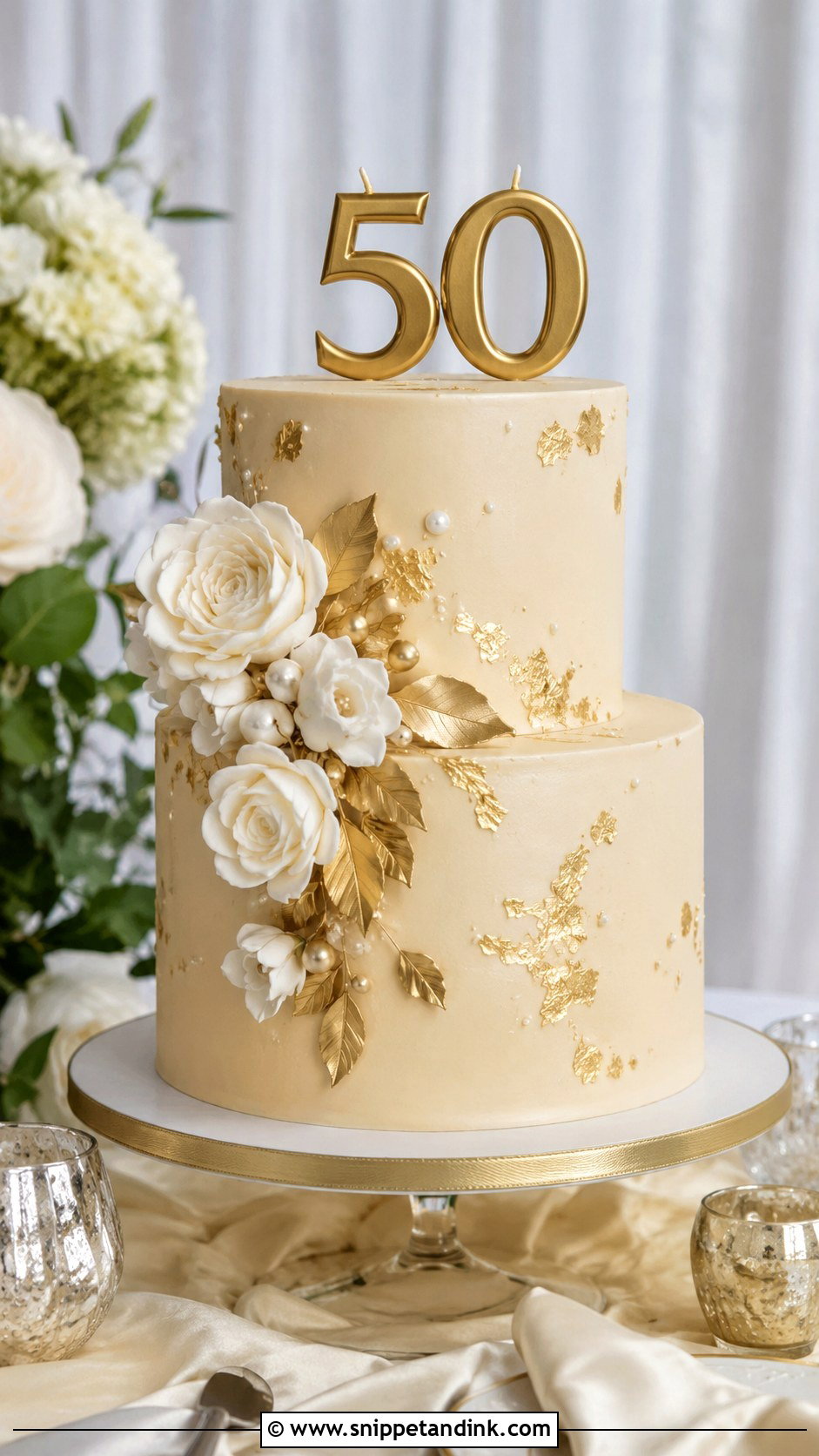 Gold Wedding Birthday Cake - Snippet and Ink - 20 Wedding Birthday Cake Ideas