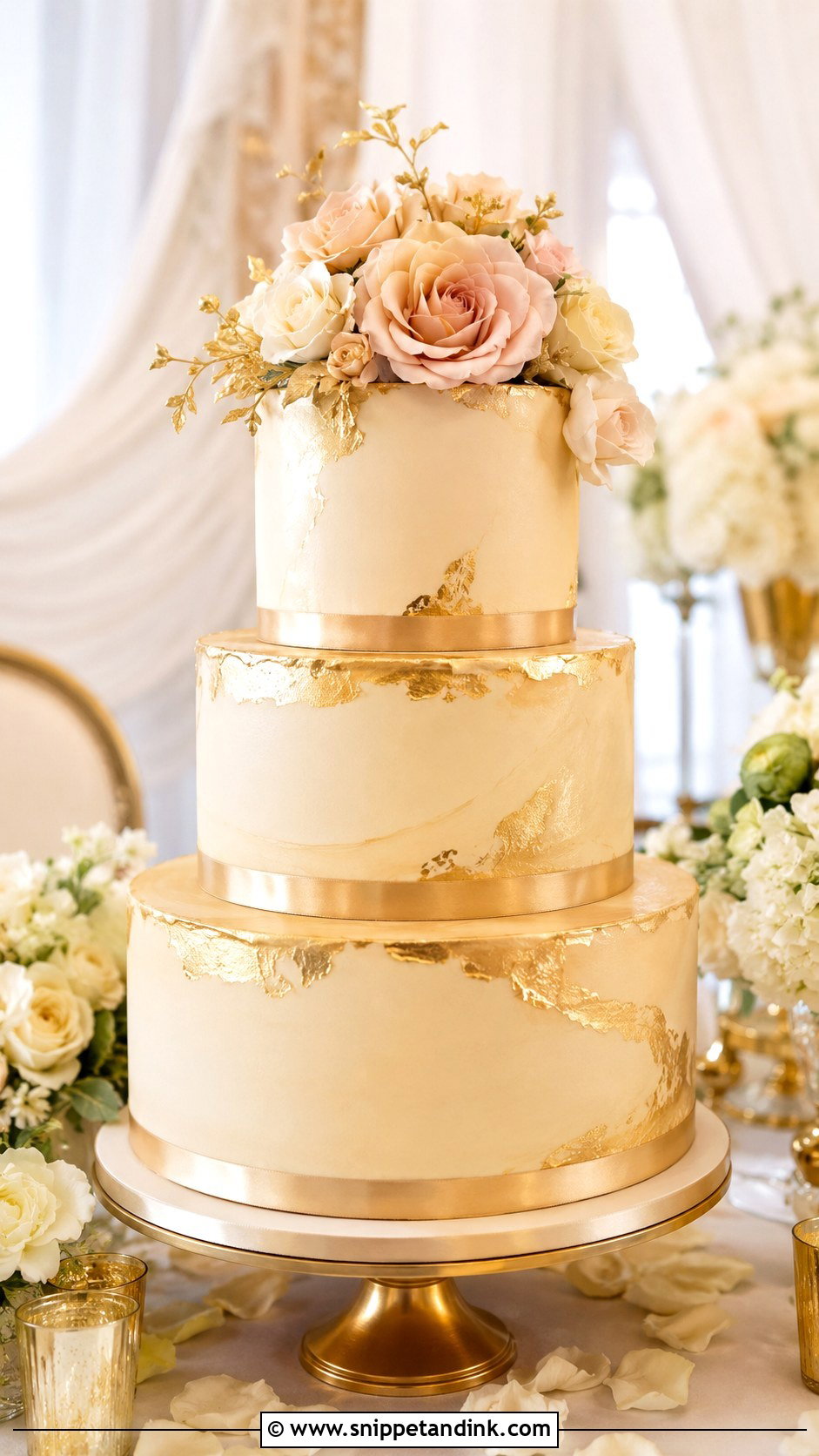 Gold Wedding Cake - Snippet and Ink - 20 Custom Cake Designs for Wedding