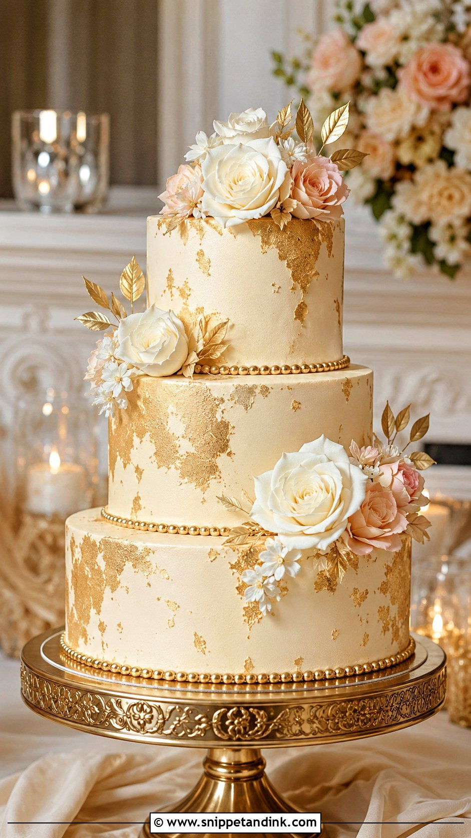 Gold Wedding Cake - Snippet and Ink - 20 Most Beautiful Wedding Cakes