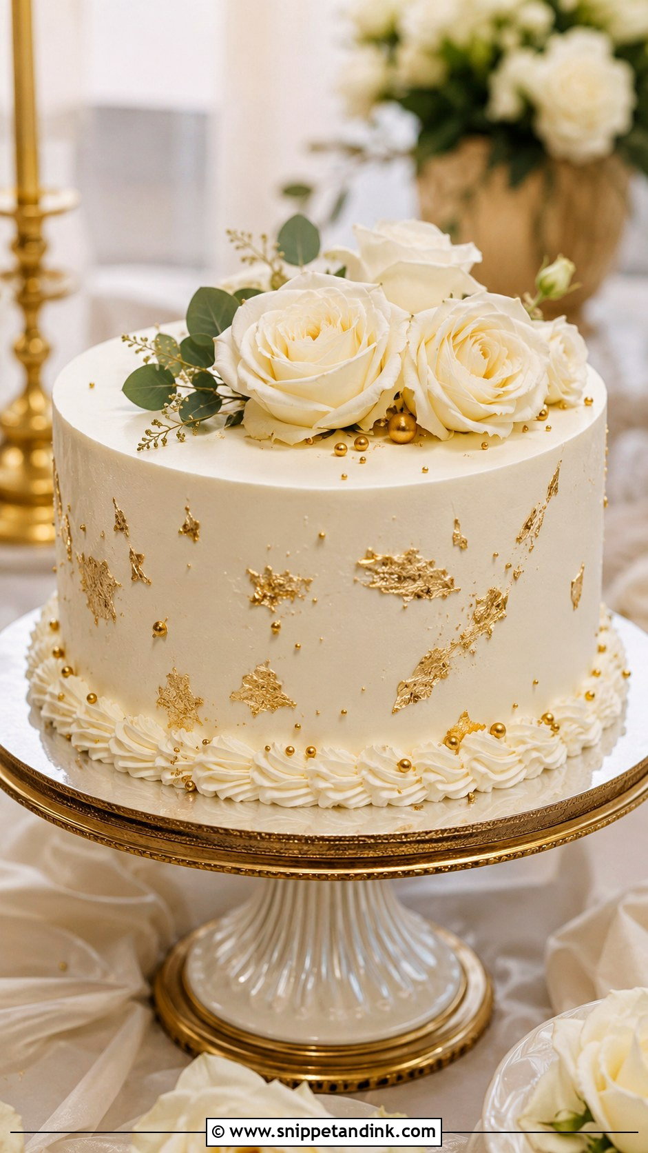 Gold Wedding Cake - Snippet and Ink - 20 Non Tiered Wedding Cake Ideas