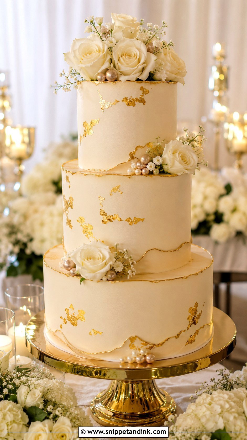 Gold Wedding Cake - Snippet and Ink - 20 Pretty Cakes for Wedding