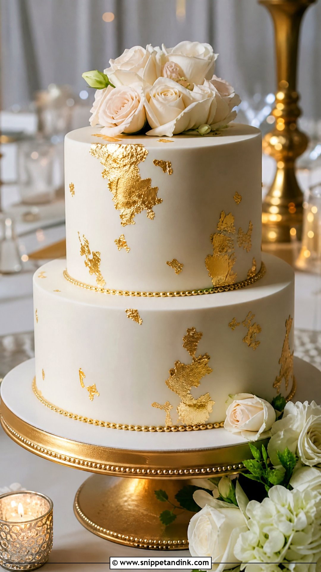 Gold Wedding Cake - Snippet and Ink - 20 Simple Wedding Cake Designs