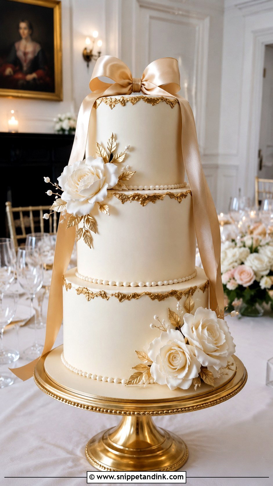 Gold Wedding Cake - Snippet and Ink - 20 Uk Cake Design Ideas for Wedding